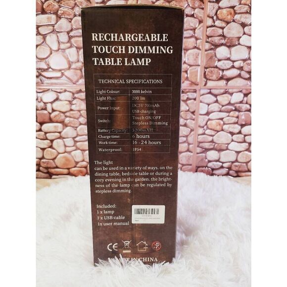 Dimmable Rechargeable Cordless White Desk Table Lamp #B8 - Picture 5 of 6